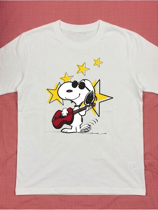 Gildan Other - Peanuts Snoopy White T-Shirt with Red Guitar